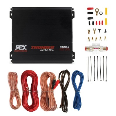 MTX MUD100.2 Mud Series 200 Watt RMS 2 Channel Outdoor Powersports Amplifier Kit & Soundstorm AKS8 8 Gauge Complete Amplifier Wiring Installation Kit