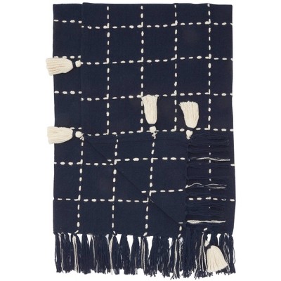 50"x60" Woven Check with Tassels Throw Blanket - Mina Victory