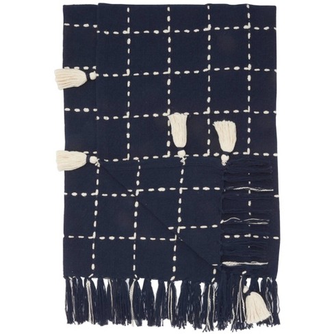 Geo tufted tassel online throw blanket