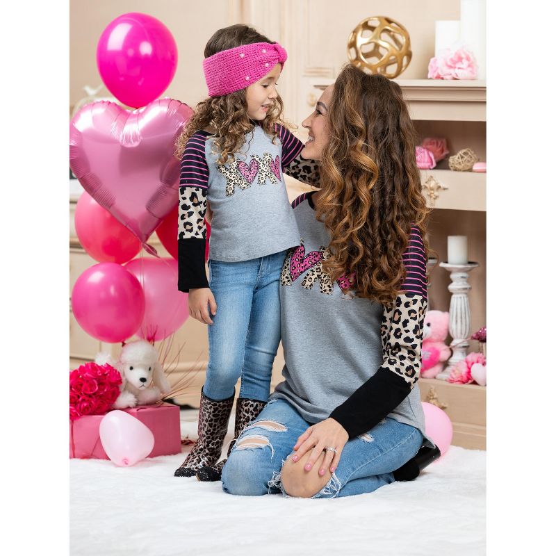 Girls Mommy And Me Leopard X's And O's Colorblock Top - Mia Belle Girls, 5 of 7
