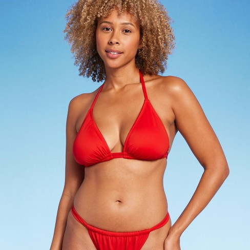 Women's Double Tunnel Triangle Halter Bikini Top - Shade & Shore™ Red XL