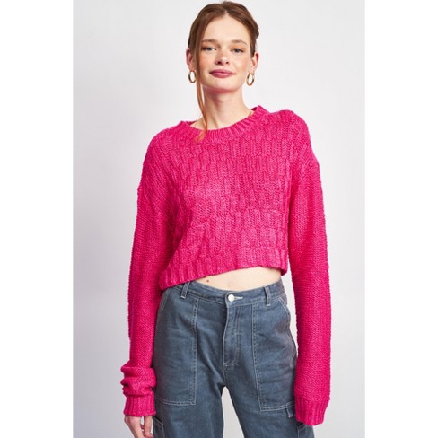 Emory Park Women's Kate Cropped Sweater Pink Small : Target