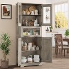 Pantry Cabinet, Tall Bathroom Storage Cabinet with Glass Doors and Adjustable Shelf, Freestanding Cupboard Tall Linen Cabinets for Kitchen, White - 4 of 4