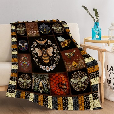 Boersma 3D Funny Honey Bee Soft Printed Flannel Throw Blanket Lightweight Flannel Fleece Blanket for Couch Bed Sofa Travelling Camping 50"x60"