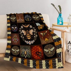 Boersma 3D Funny Honey Bee Soft Printed Flannel Throw Blanket Lightweight Flannel Fleece Blanket for Couch Bed Sofa Travelling Camping 50"x60" - 1 of 4