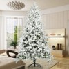 Maggift Artificial Plant Artificial Snow Flocked Christmas Tree 7ft Artificial Hinged Pine Tree with White Realistic Tips Unlit, Green, 55"*55"*84" - 2 of 4