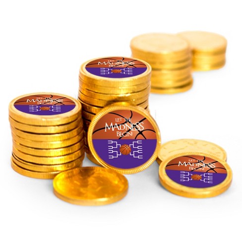 84ct Basketball Party Candy Favors Gold Chocolate Coins Let The