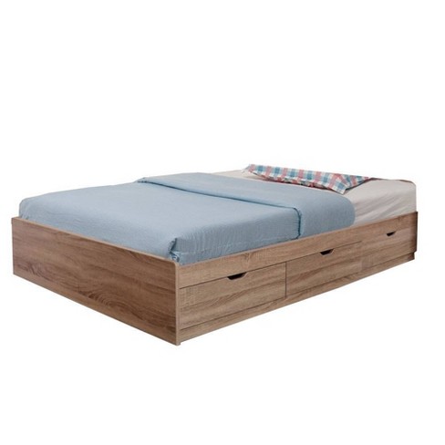 Benzara brown finish chest bed with store 3 drawers