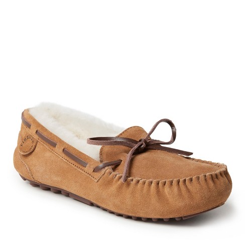 Fireside By Dearfoams Women s Victoria Genuine Shearling Moccasin Slipper Chestnut Size 10 Target