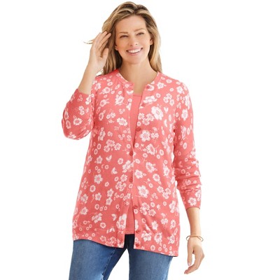 Woman Within Plus Size Perfect Long-Sleeve Cardigan