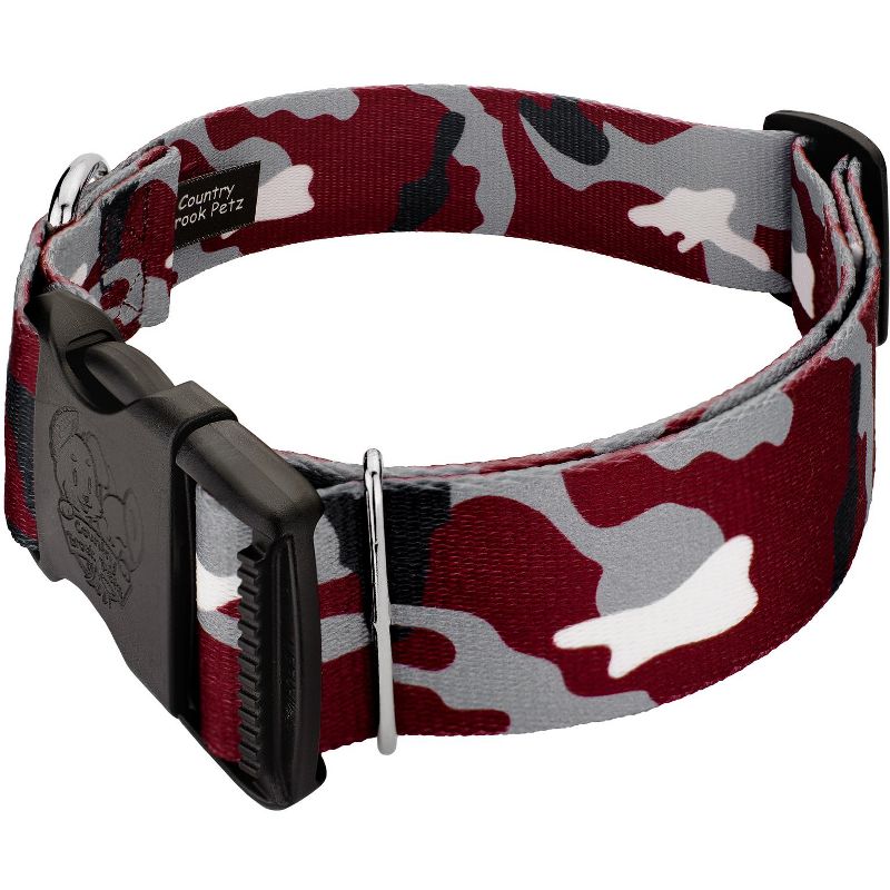 Country Brook Petz 1 1/2 Inch Deluxe Crimson and White Camo Dog Collar, 2 of 5