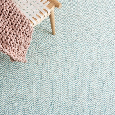 Teal and Ivory Hand-Knotted Wool 8' x 10' Area Rug
