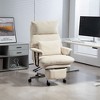 HOMCOM Large Overstuffed Office Chair, High Back Desk Chair with Lumbar Support, Footrest, Swivel Wheels, Reclining Computer Chair, Cream White - 2 of 4