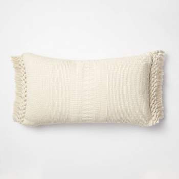 Oversized Textural Woven Lumbar Throw Pillow Cream - Threshold