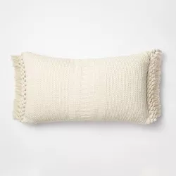 Oversized Lumbar Textural Woven Pillow with Crochet Trim Cream - Threshold™ designed with Studio McGee