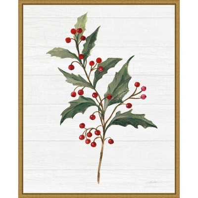 16" x 20" Christmas Moments IV Holly by Silvia Vassileva Framed Canvas Wall Art - Amanti Art