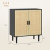 Bohemian Sideboard, 31.5" Buffet Cabinet with 2 Rattan Doors and Shelves for Living Room, Hallway - 3 of 4