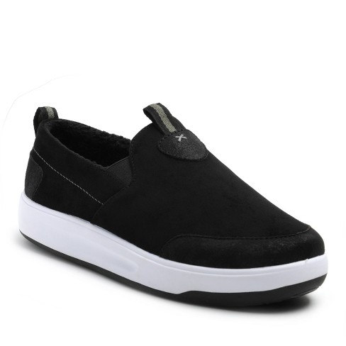 Black Mens Slip-On Sneakers in Suede