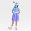 Girls' Stitch Hooded Character Dress - Blue - 4 of 4