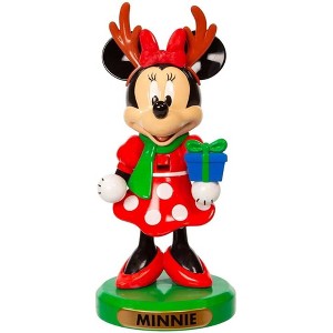 Kurt Adler Disney Minnie Mouse with Antlers and Present Plastic Nutcracker, 6" - 1 of 4