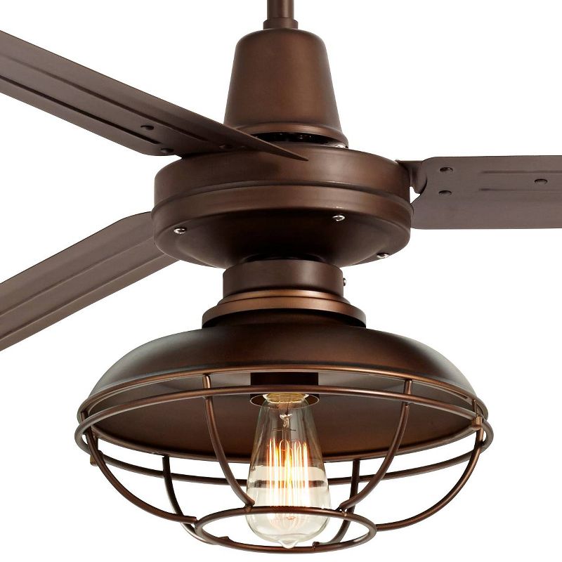 72" Casa Vieja Industrial Indoor Outdoor Ceiling Fan with Light LED Remote Control Oil Rubbed Bronze Cage Damp Rated for Patio Porch, 3 of 10
