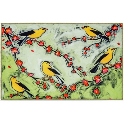 Olivia’s Home Goldfinches Doormat – Colorful Indoor Accent Mat, 22" x 32", Artistic Bird Design with Nature-Inspired Charm