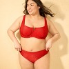Women's Shiny Ribbed Mid-Rise High Leg Cheeky Bikini Bottom - Wild Fable™ - 3 of 3