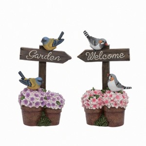 Transpac Resin Garden Welcome Bird Set of 2 Decorative Figurines Multicolored Tabletop Decor for Home and Garden - 1 of 1