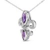 Haus of Brilliance Silver Purple Amethyst and Diamond Accent Fleur De Lis Pendant Necklace - 3 of 4