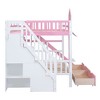 NicBex Full Size Bunk Bed Castle Shape Loft Bed with 2 Drawers, 3 Shelves, Storage Stairs, Slide and Guardrail, No Box Spring Required - 4 of 4