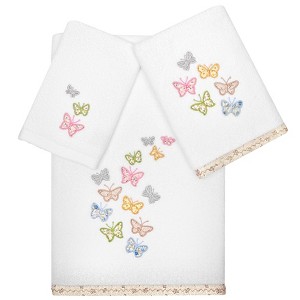 Linum Home Textiles 100% Turkish Cotton MARIPOSA Embellished Towel Set - 1 of 4
