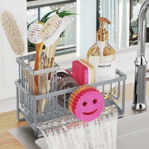 Kitchen Countertop Smiley Sink Caddy - Self-Draining, Detachable Brush Holder, Fits Soap/Scrubber/Dish Brush - 1 of 4