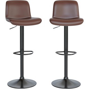 Set of 2 Adjustable Bar Stools, Modern PU Leather Swivel Counter Stools with Back Support, for Kitchen Island, Breakfast Bar, or Home Pub - 1 of 4