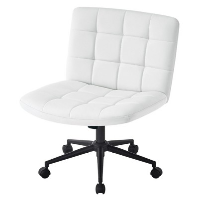 PDTEND Armless Office Chair with Wheels, Adjustable Height Task Chair with Lumbar Support and 360° Swivel for Home or Study Room