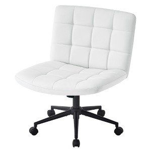 PDTEND Armless Office Chair with Wheels, Adjustable Height, Lumbar Support and 360° Swivel for Home or Study Room - 1 of 4