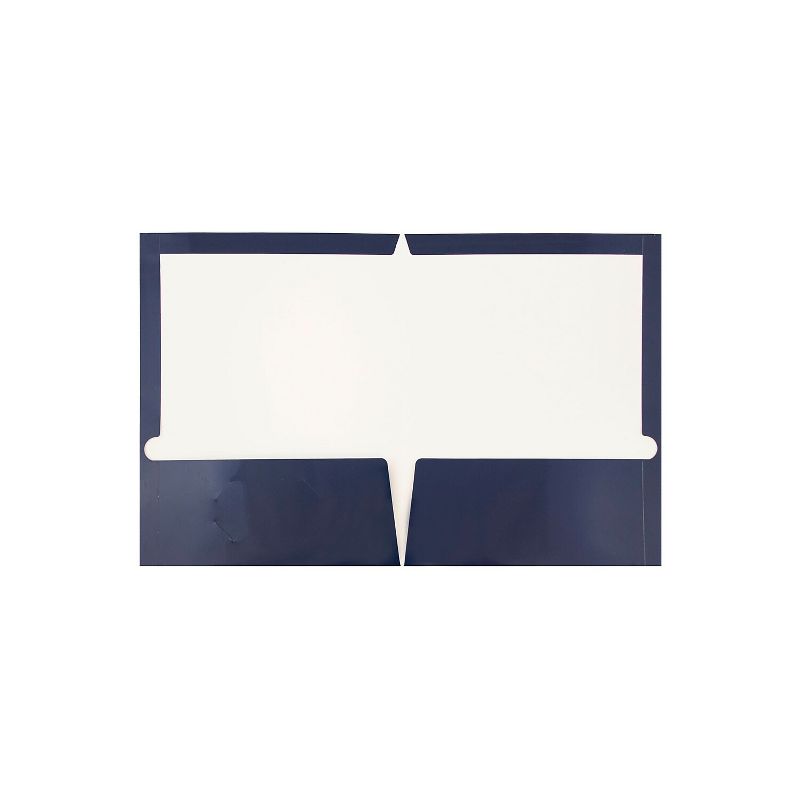 JAM Paper Laminated Glossy 2 Pocket Presentation Folders Navy Blue 100/Box 5042523B, 2 of 6