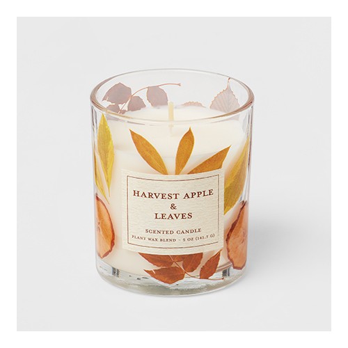5oz Harvest Apple & Leaves Botanical Glass Candle Mustard Yellow - Threshold™