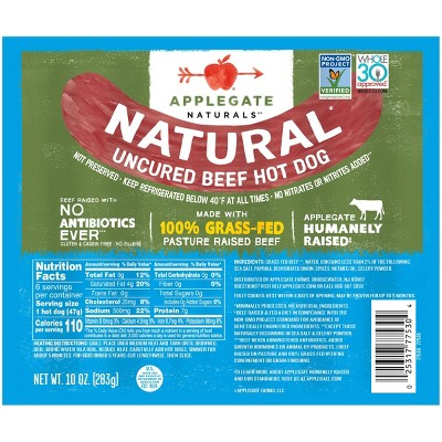 Applegate Naturals Grassfed Uncured Beef Hotdogs - 10oz