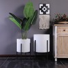LuxenHome Set of 2 White Floral Stamped Metal Cachepot Planters with Black Stands - 2 of 4