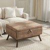 Okak Square Storage Ottoman Bench Coffee Table Wooden Legs Upgrade Large Capacity Upholstered Foot Rest for Living Room, Hallway,Bedroom, Coffee - 2 of 4