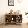 3-door Storage Cabinet, 45.3" Kitchen Pantry Cabinets With Rattan Mesh Door Buffet Cabinet, Sideboard Console Table - 4 of 4