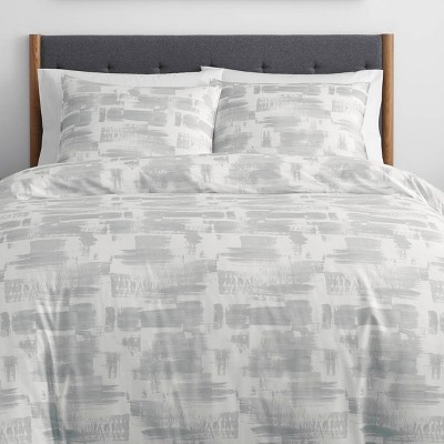 Aria Twin Gray and White Geometric Duvet Cover Set
