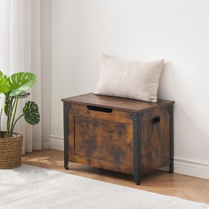 Storage Chest, Wood Storage Bench with Seating and Safety Hinge, Entryway Bench with Storage - 1 of 4