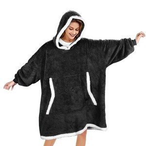 Catalonia Woman Fleece Plush Blanket Hoodie Sweatshirt, Fuzzy Warm Cozy Soft Wearable Blanket Pullover with Giant Pocket, Wife Women Christmas Gift - 1 of 4