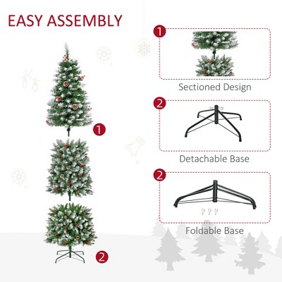 7.5 ft Snow-Dipped Pine Artificial Christmas Tree with LED Lights