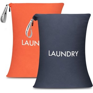 2 Pack Travel Laundry Bags, Washable Nylon Wet Dry Bags for Dirty Clothes, Swimsuits & Workout Gear - 1 of 4