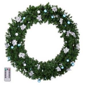 SEVOBAL Wreaths 60in Christmas Wreath, Lighted Artificial Xmas Wreath with 450 PVC Tips for Gate Wall Xmas Party Decorations, Green, 60"*5"*60" - 1 of 4