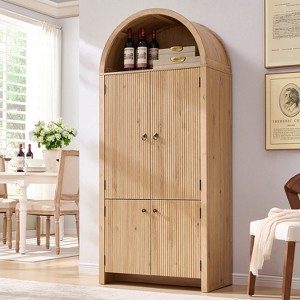 71" Tall Arched Kitchen Pantry, Modern Storage Cabinet with 3 Adjustable Shelves, 6 Door Shelves, for Kitchen, Living Room - 1 of 4