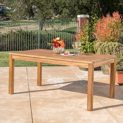 Wilson Teak Finish Acacia Wood Expandable Dining Table