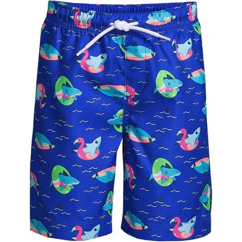 Lands' End Boys Slim Printed Volley Swim Trunks - X-large - Electric ...